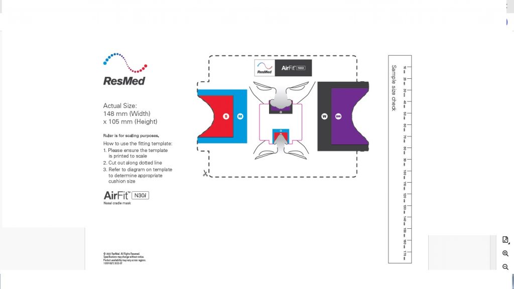 Resmed N30i Sizing Chart